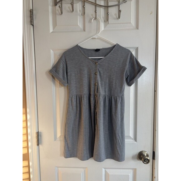 Art Class Girl’s Large 10-12 Gray Dress. Buttons - Picture 4 of 16
